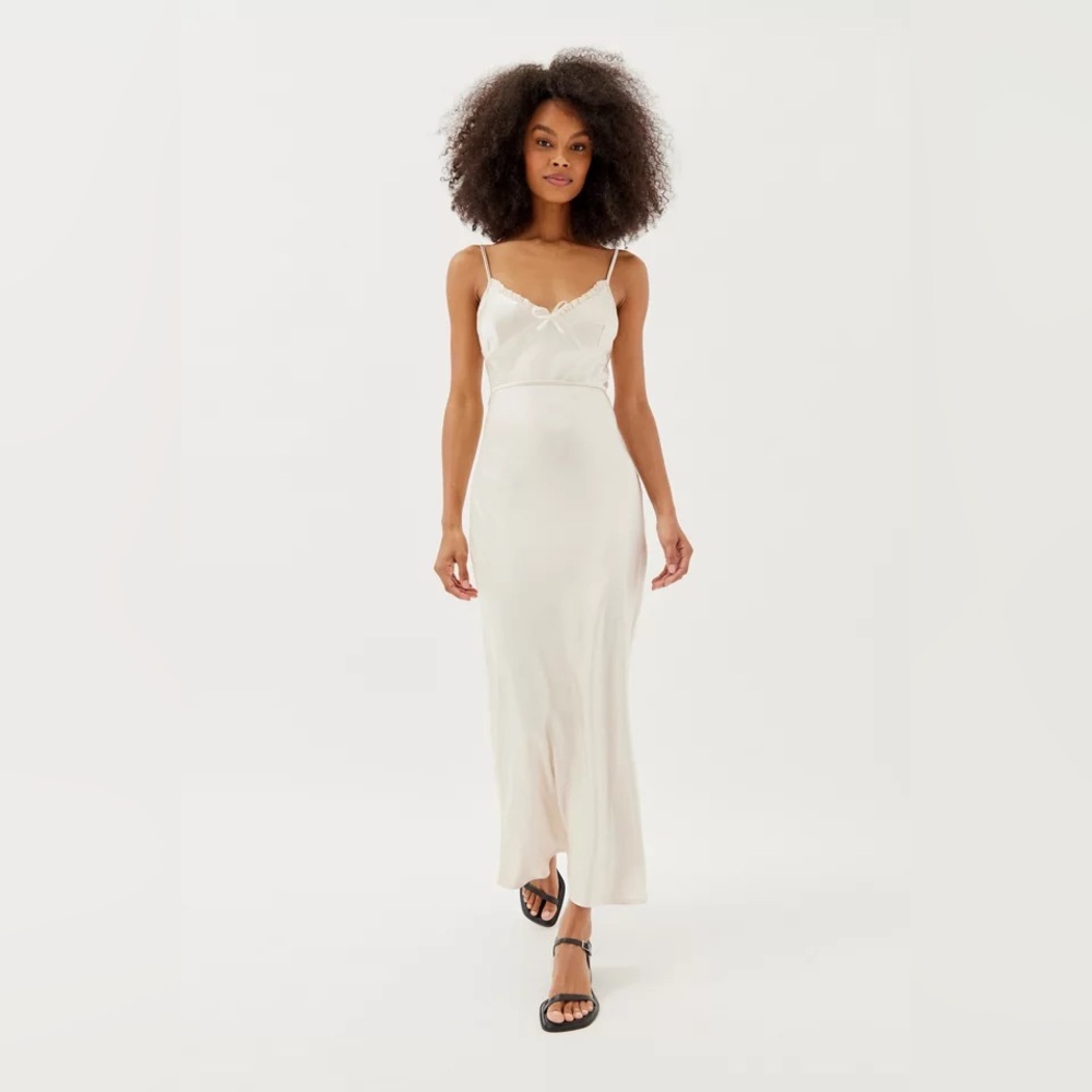 Motel Rocks Padil White Satin Maxi Dress